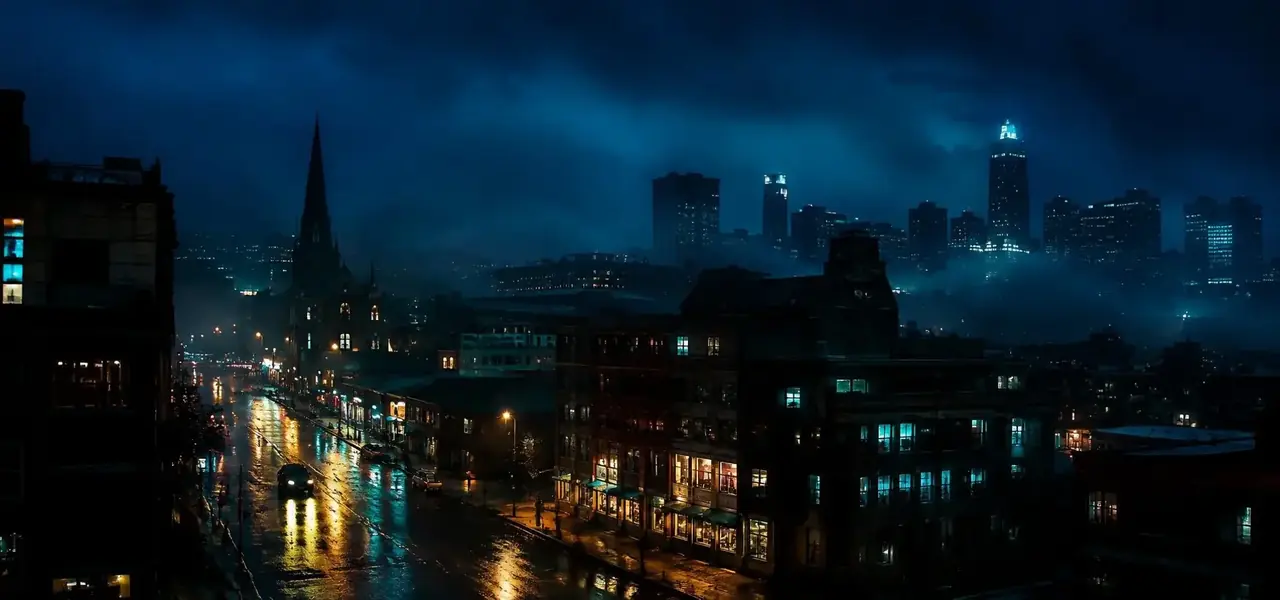 雨巷回响 首屏海报，七个雨夜，三条街巷，一双互相指认的脚印